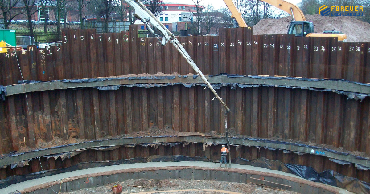 Sheet pile cofferdam construction